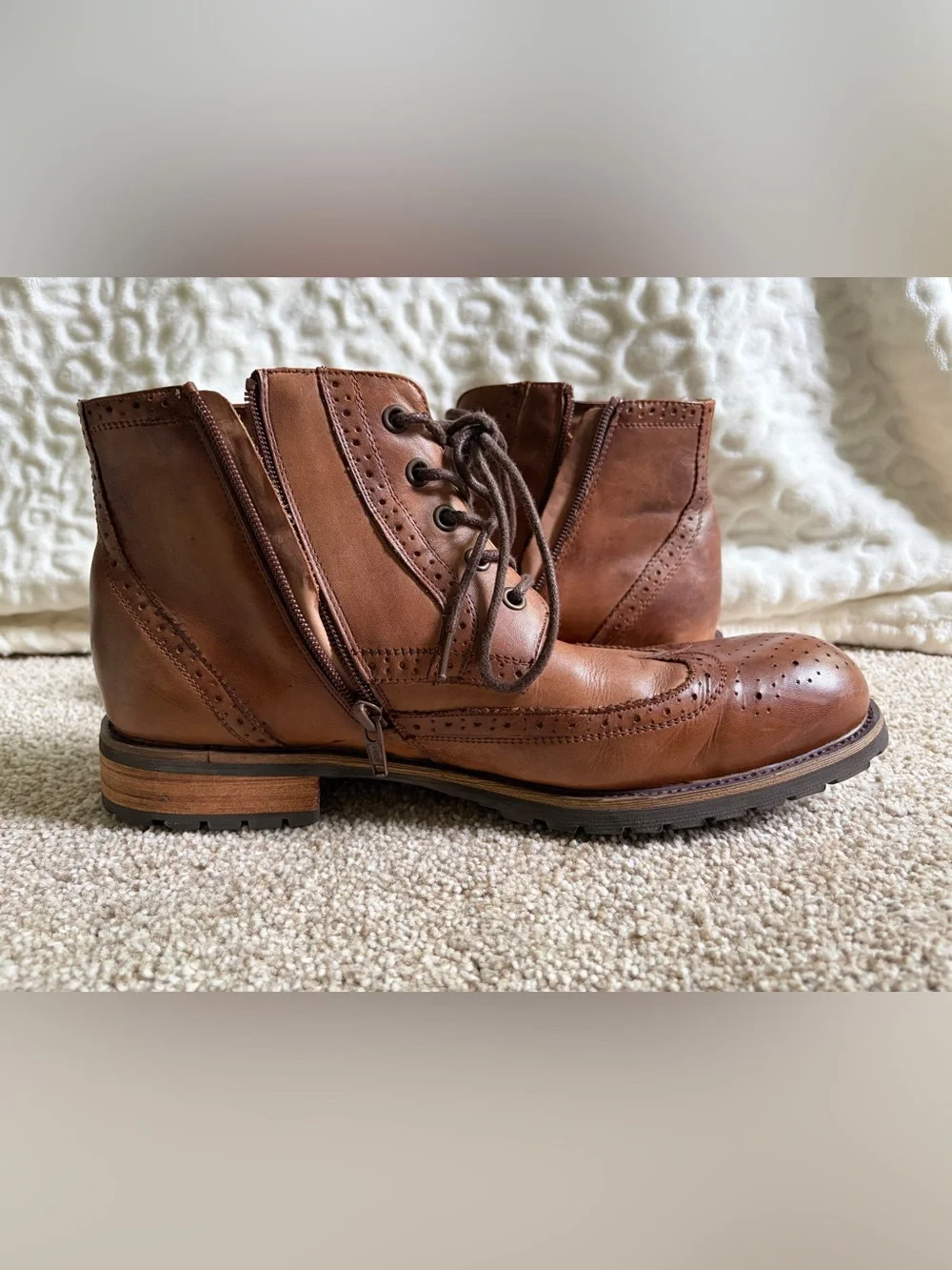 Steve Madden Tan Leather Chukka Wingtip Boots